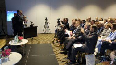 Konferencja otwarcia projektu - wystąpienie Aliaksandra Karpitskiego - Dyrektora Szpitala Obwodowego w Brześciu